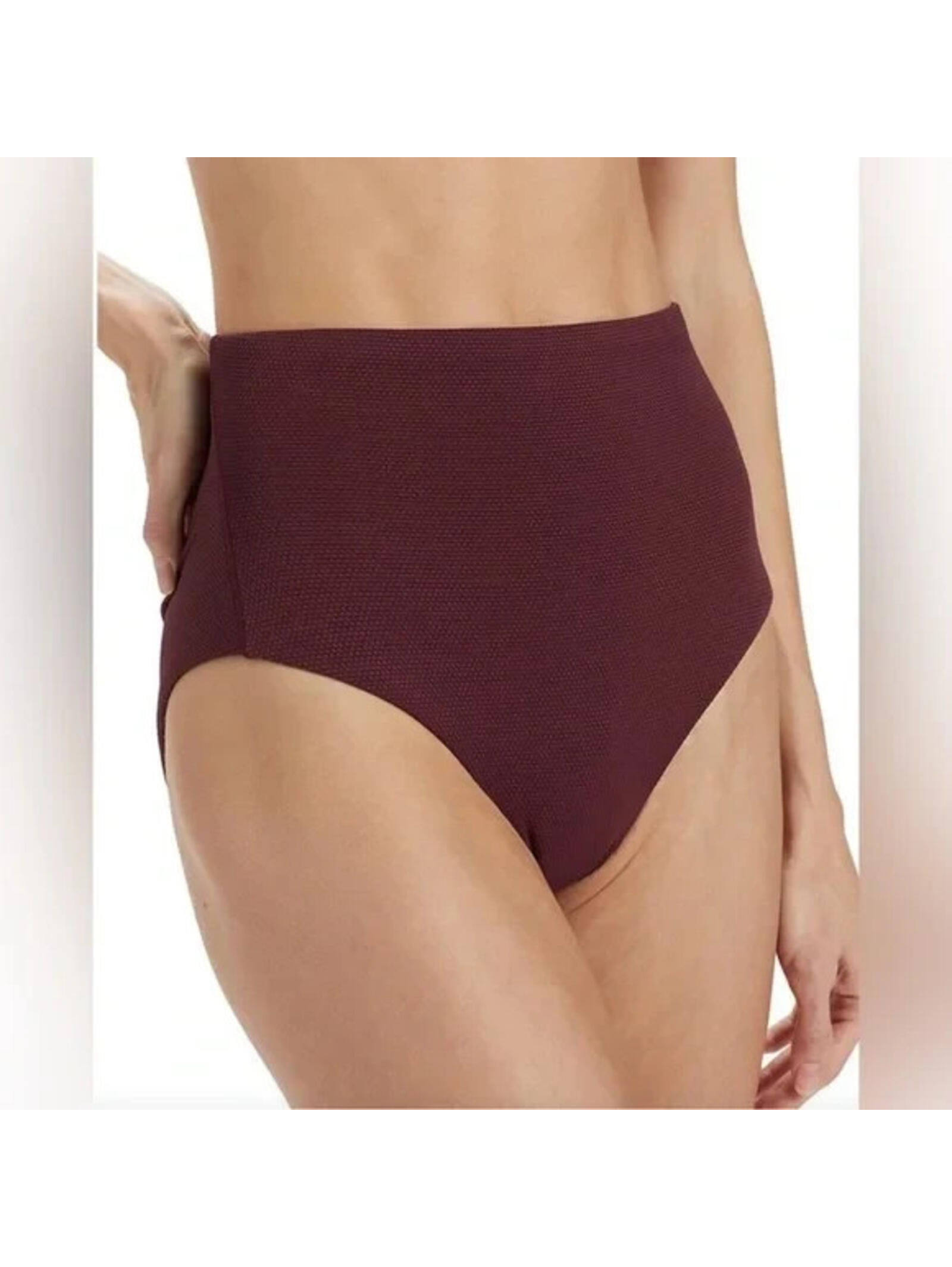 Nwt Spanx Red Pique Hi Rise Shaping Cheeky Bikini Bottom Size Small Dark Red S